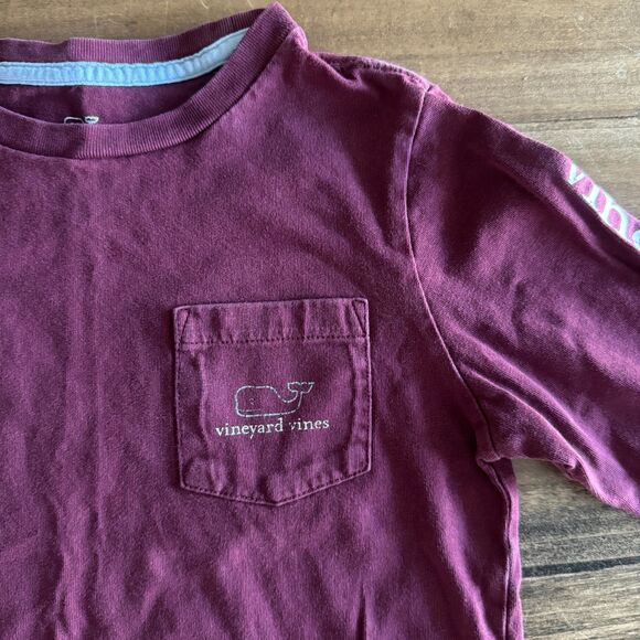 Vineyard Vines Maroon Long Sleeve Pocket Tee Boys' 5 - Picture 4 of 10